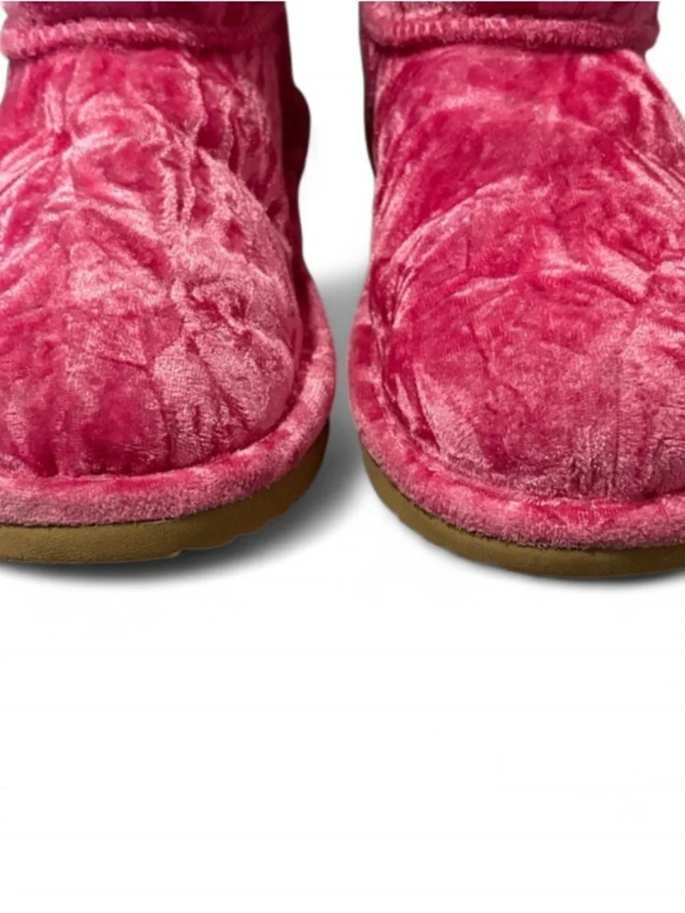 UGG Kids Classic Mini II Crushed Velvet Ankle Boots in Raspberry Sorbet
